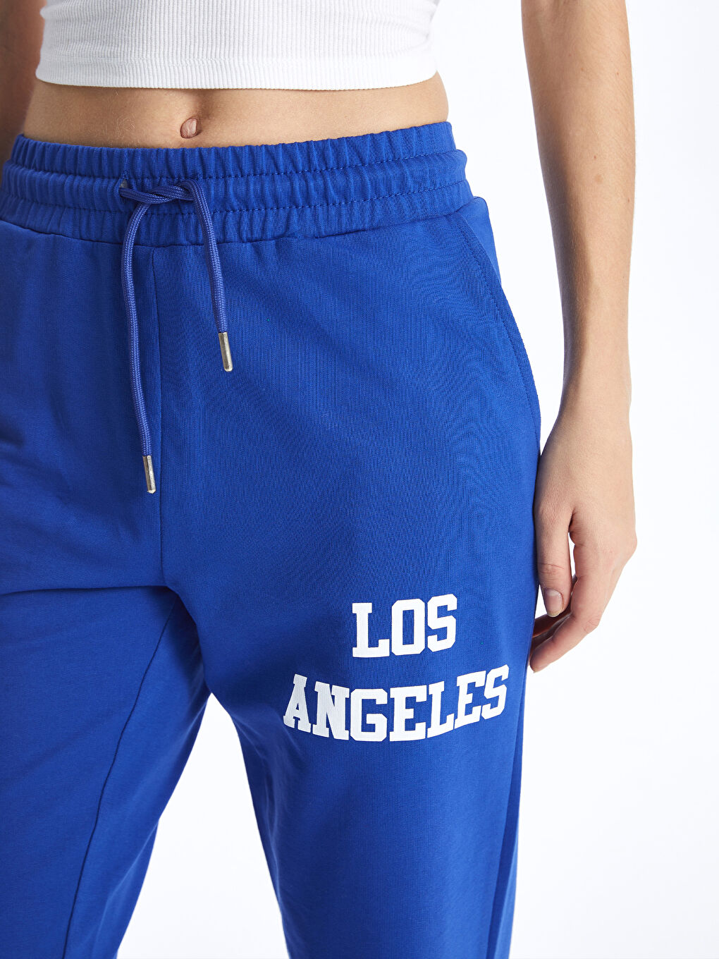 Mavi Beli Lastikli Baskılı Kadın Eşofman Altı-2