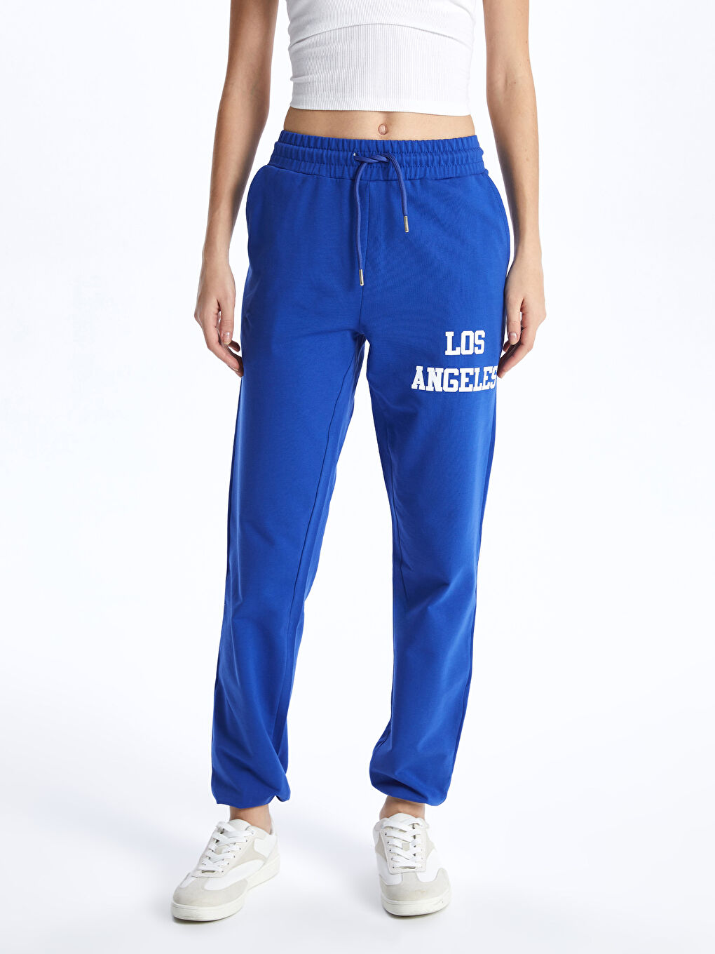 Mavi Beli Lastikli Baskılı Kadın Eşofman Altı-3