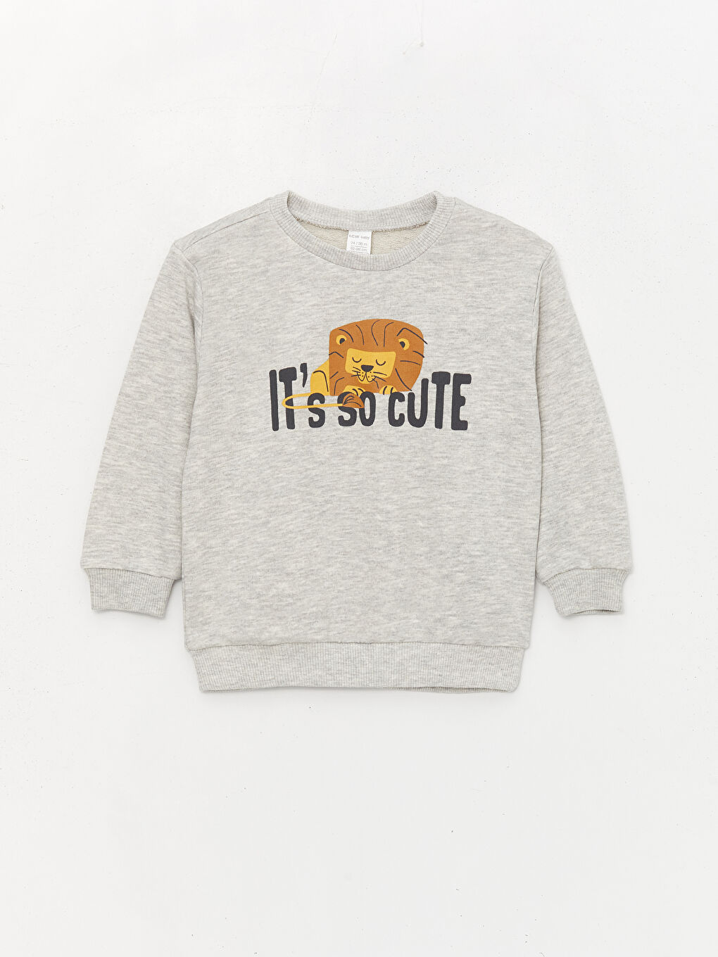 LCW Kids Gri Bisiklet Yaka Baskılı Uzun Kollu Erkek Çocuk Sweatshirt