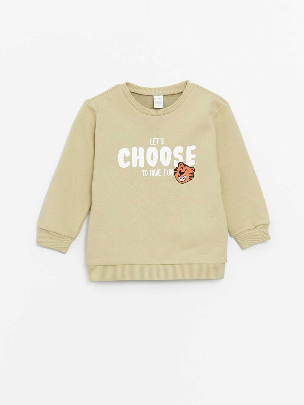 LCW baby Açık Haki Bisiklet Yaka Uzun Kollu Baskılı Erkek Bebek Sweatshirt