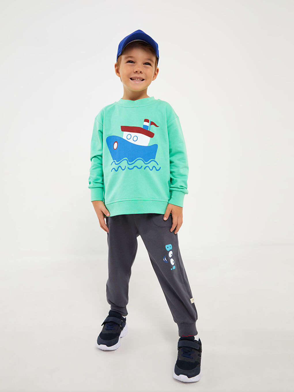 Pija Pija Yeşil Bisiklet Yaka Uzun Kollu Baskılı Erkek Bebek Sweatshirt - 2