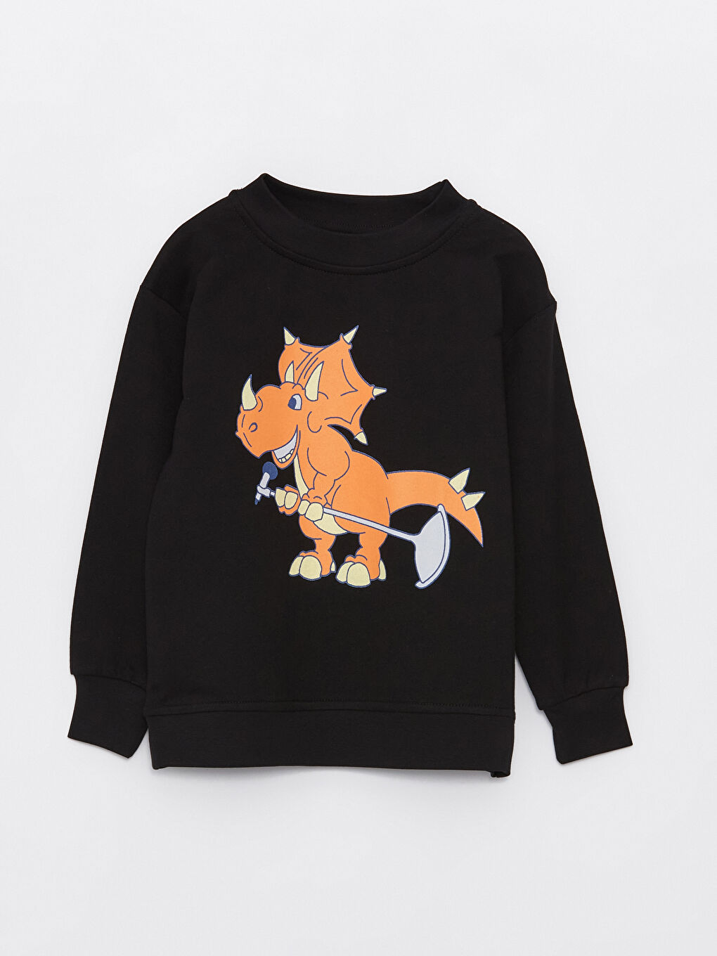 Pija Pija Siyah Bisiklet Yaka Uzun Kollu Baskılı Erkek Bebek Sweatshirt