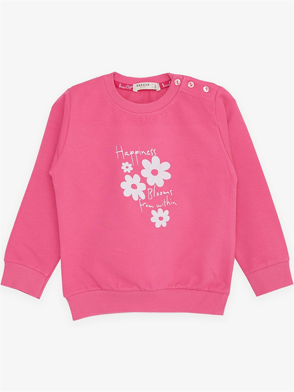 Pembe Bisiklet Yaka Uzun Kollu Baskılı Kız Bebek Sweatshirt
