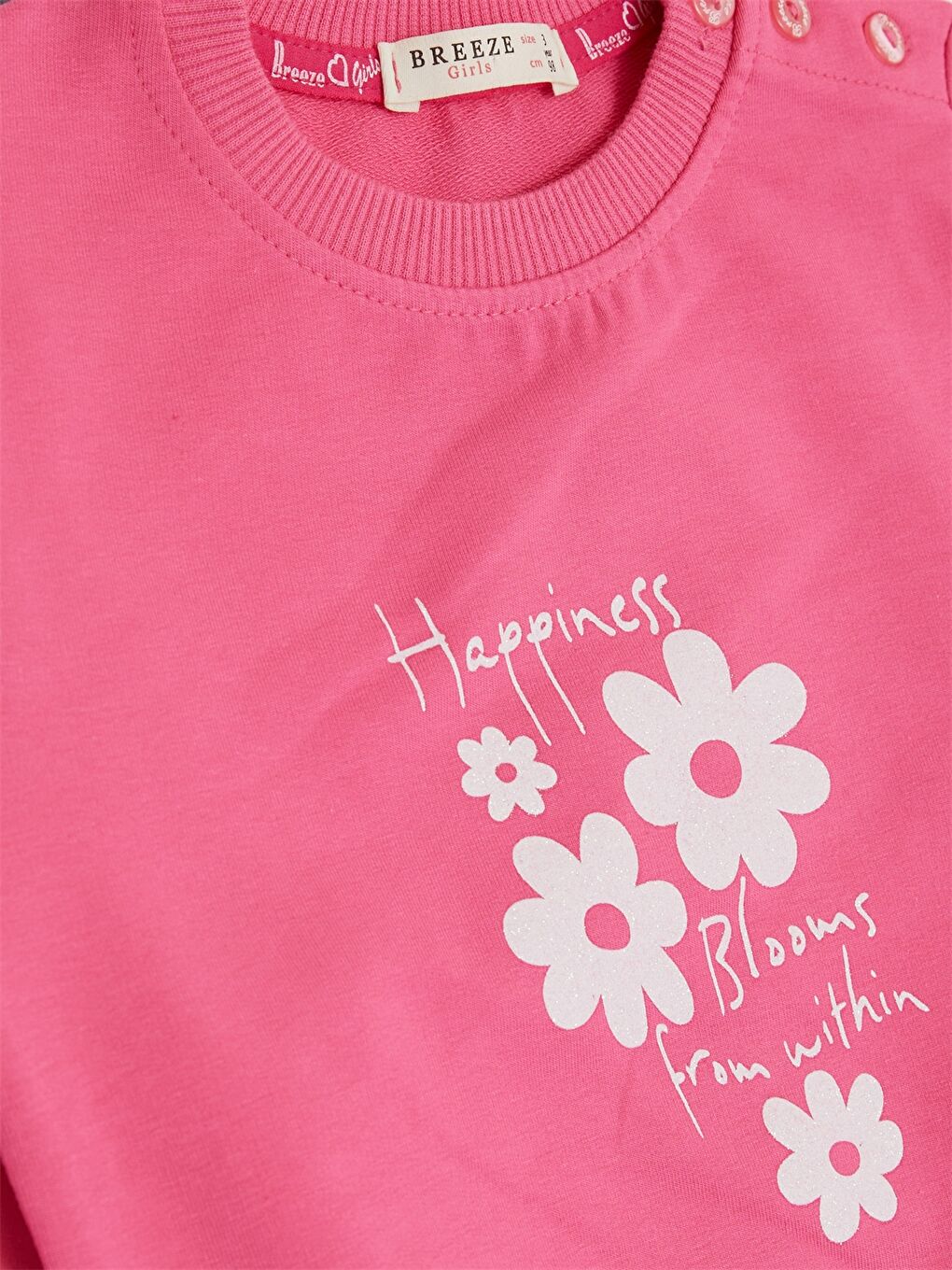 Pembe Bisiklet Yaka Uzun Kollu Baskılı Kız Bebek Sweatshirt-2