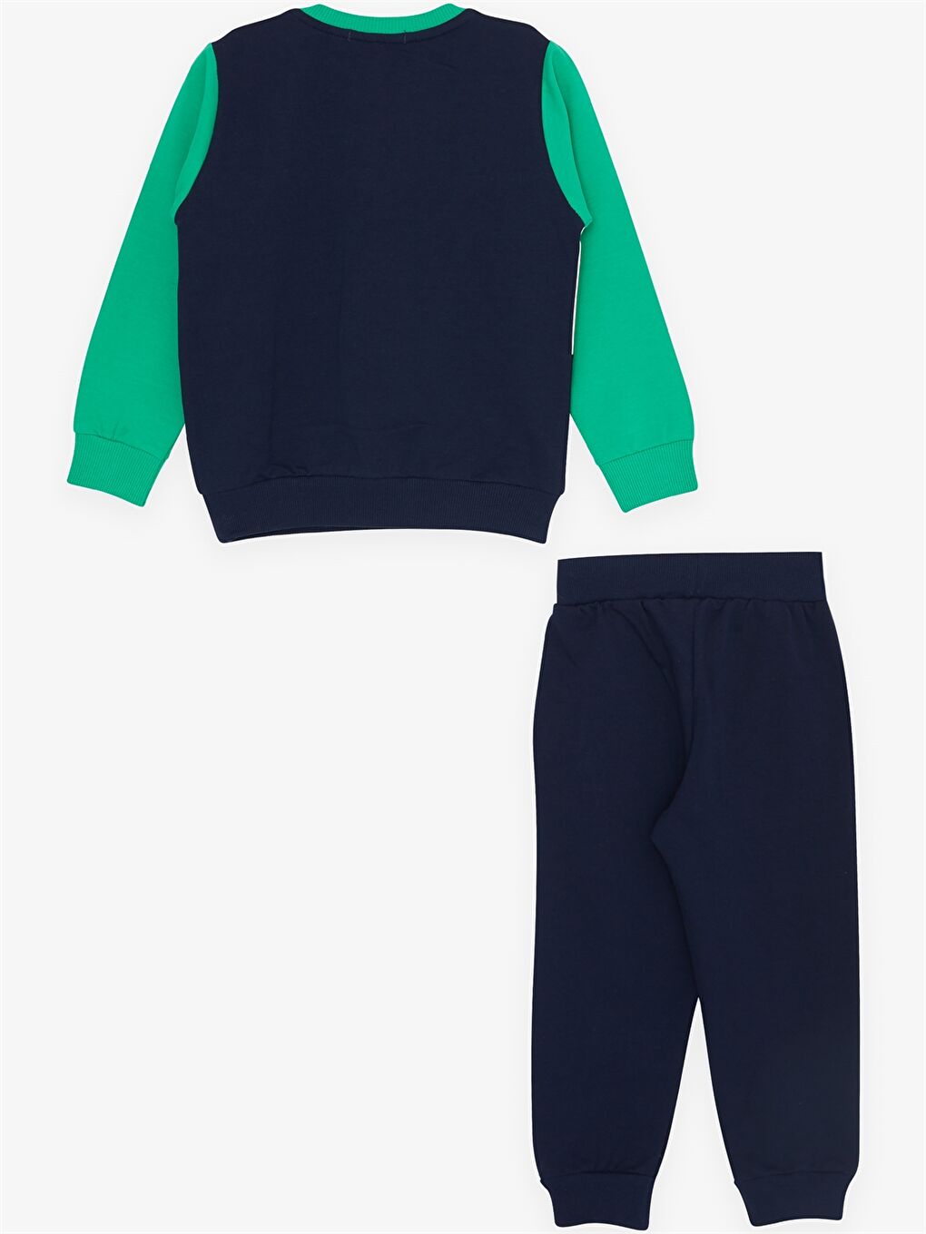 Yeşil Bisiklet Yaka Uzun Kollu Baskılı Erkek Bebek 2'li Takım-1