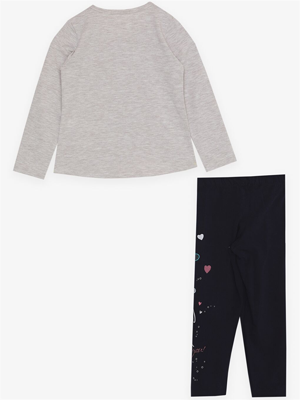 Bej Bisiklet Yaka Uzun Kollu Baskılı Kız Bebek 2'li Takım-1