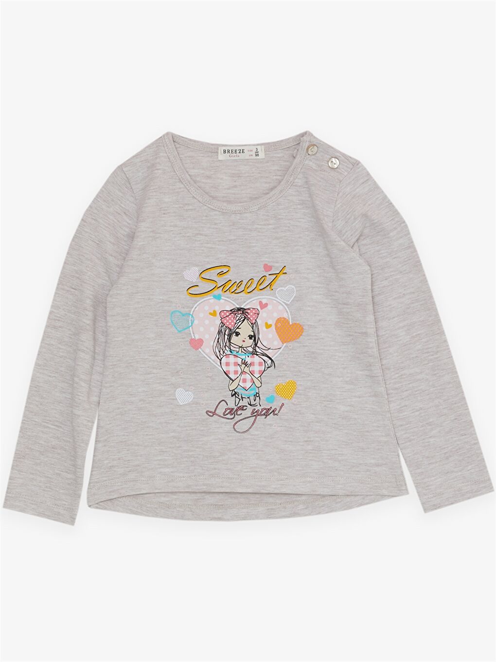 Bej Bisiklet Yaka Uzun Kollu Baskılı Kız Bebek 2'li Takım-2