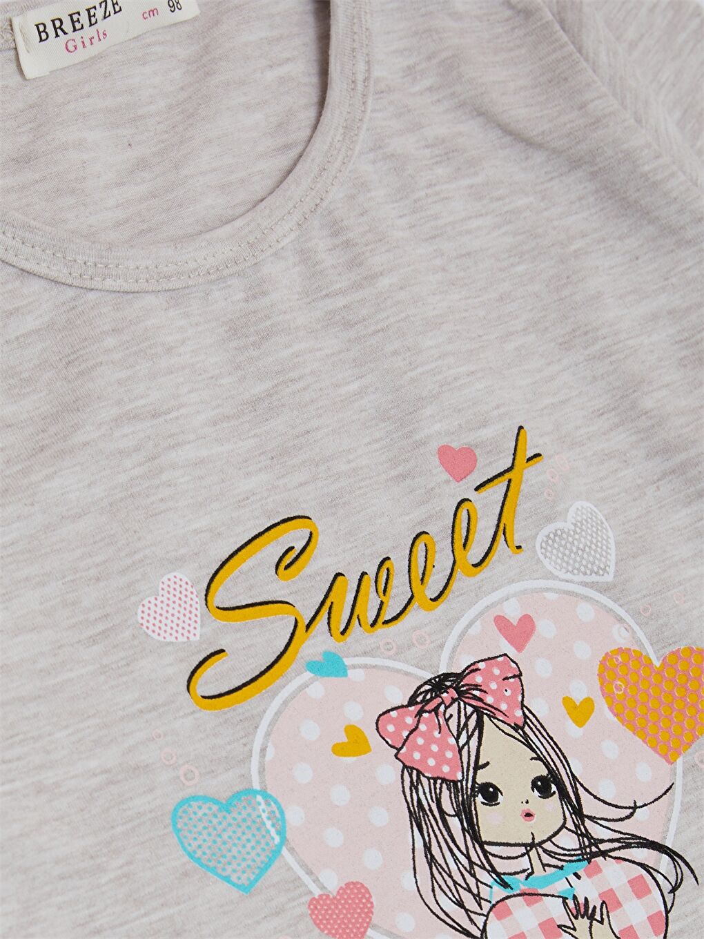 Bej Bisiklet Yaka Uzun Kollu Baskılı Kız Bebek 2'li Takım-4