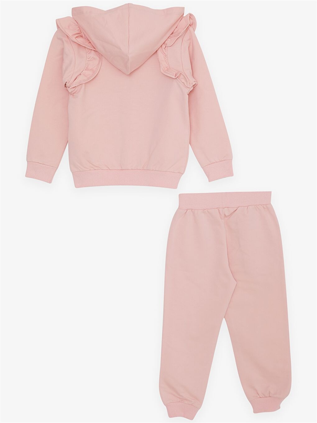 Turuncu Kapüşonlu Uzun Kollu Baskılı Kız Bebek 2'li Takım-2