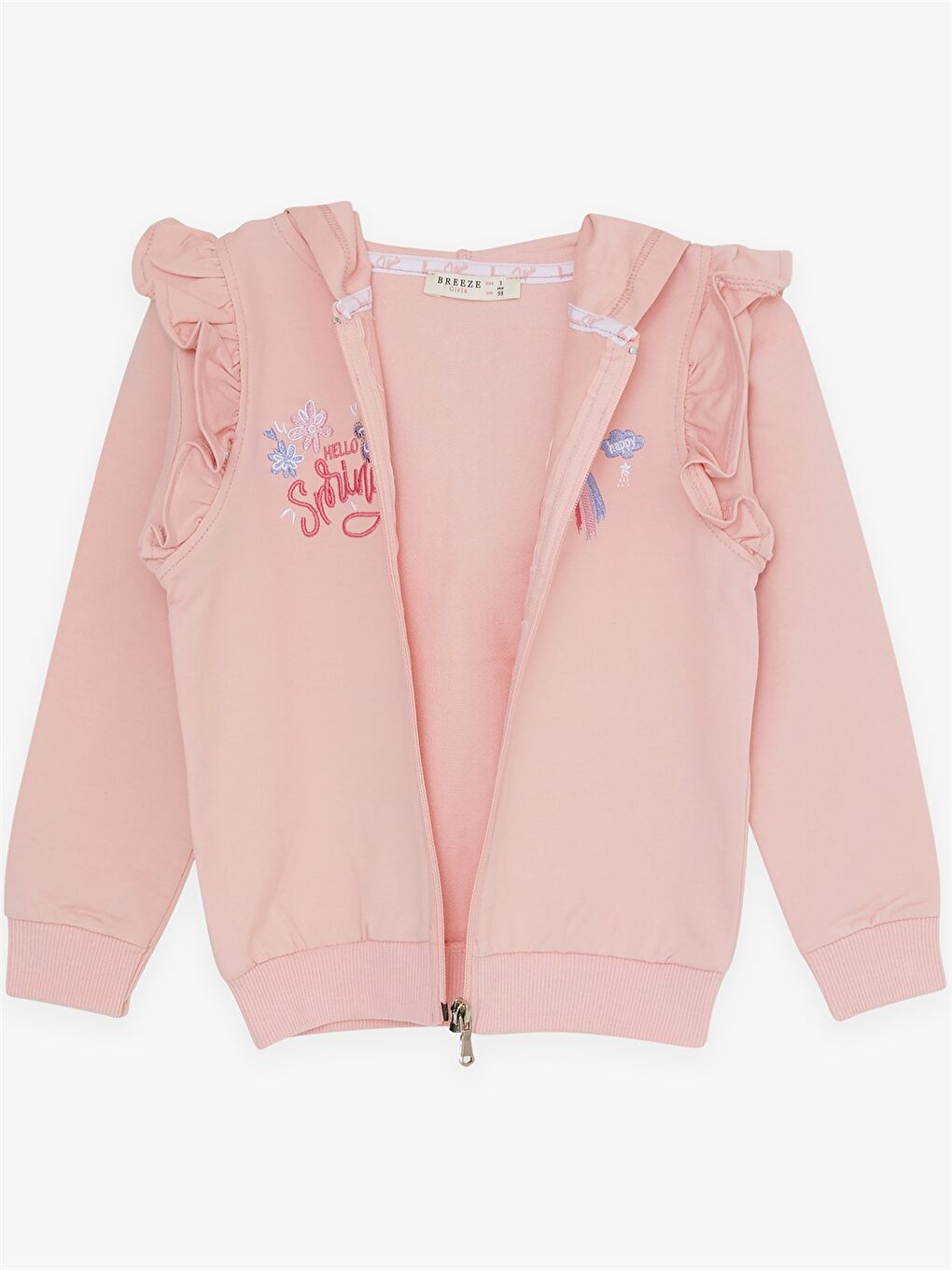 Turuncu Kapüşonlu Uzun Kollu Baskılı Kız Bebek 2'li Takım-3