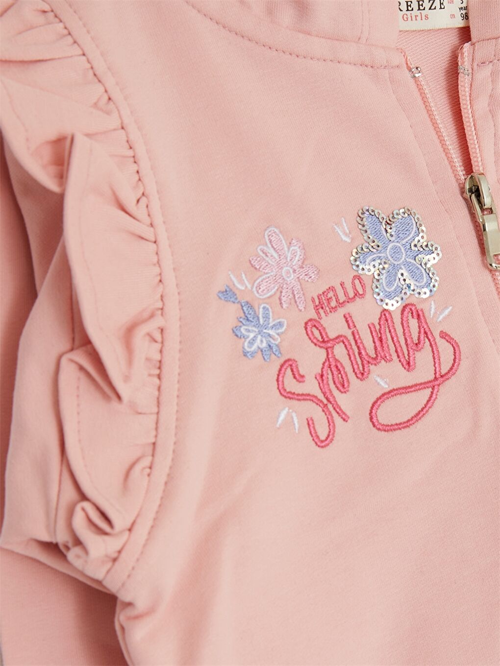 Turuncu Kapüşonlu Uzun Kollu Baskılı Kız Bebek 2'li Takım-5