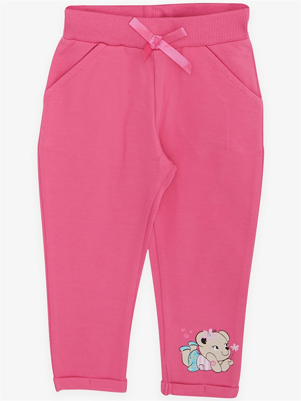 Pembe Bisiklet Yaka Uzun Kollu Baskılı Kız Bebek 2'li Takım-3