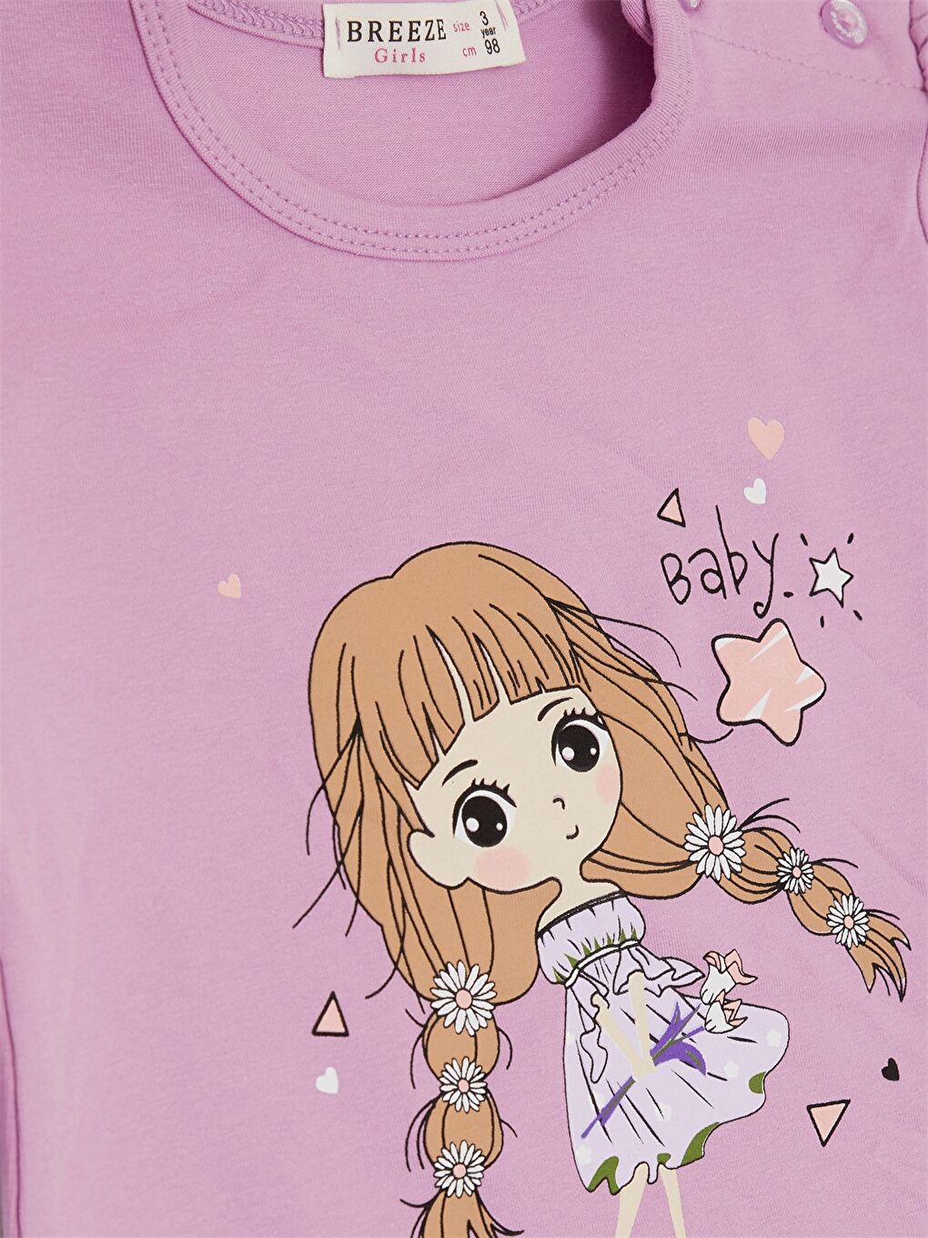 Mor Bisiklet Yaka Uzun Kollu Kız Bebek Tişört-2