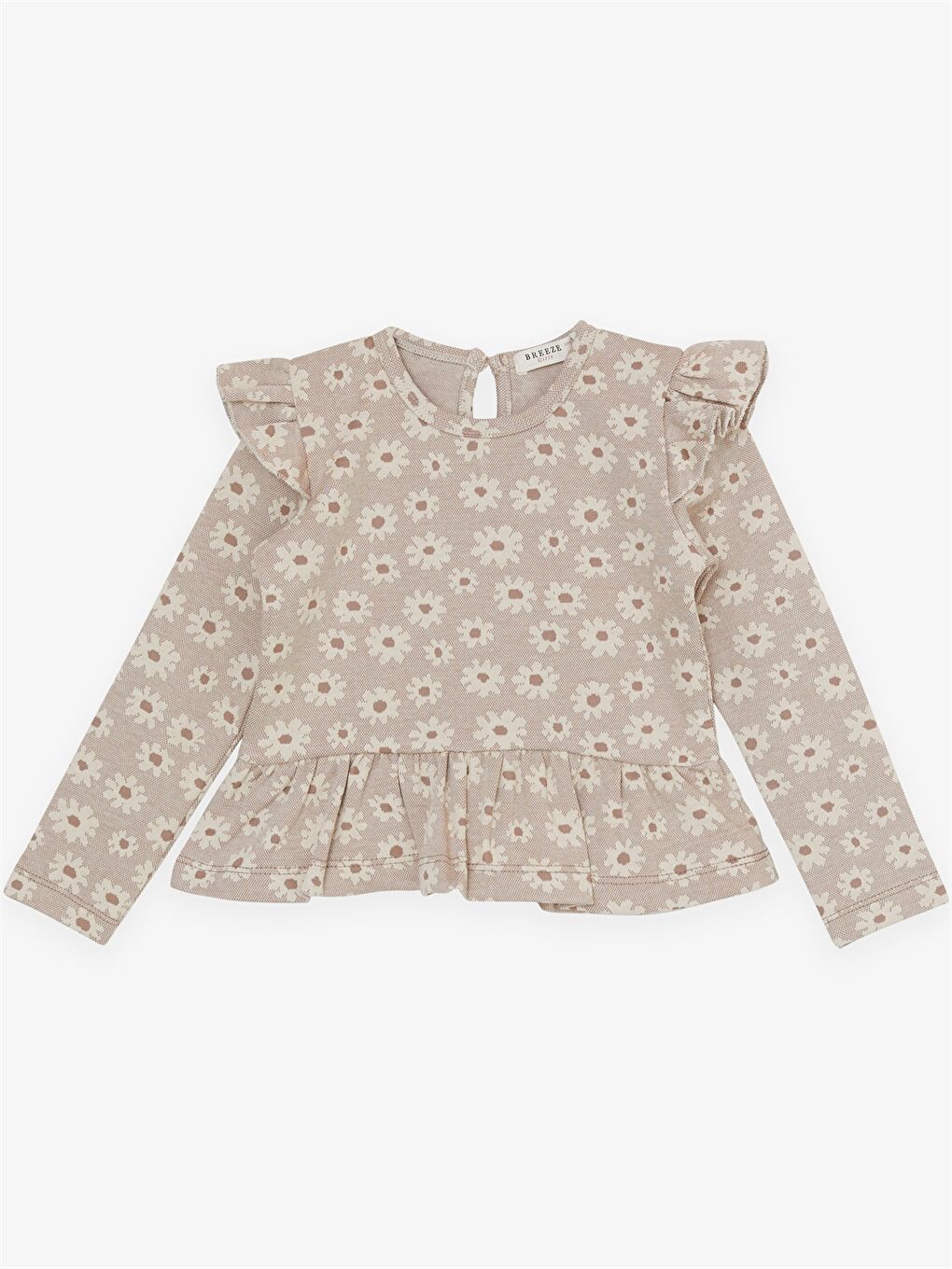 Kahverengi Bisiklet Yaka Uzun Kollu Kız Bebek 2'li Takım-2