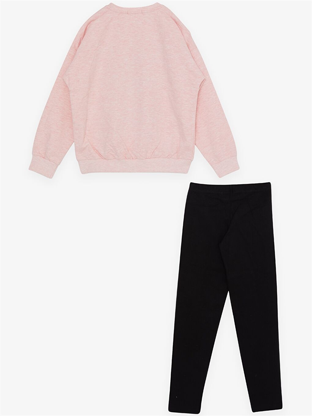 Turuncu Bisiklet Yaka Uzun Kollu Kız Çocuk 2'li Takım-1