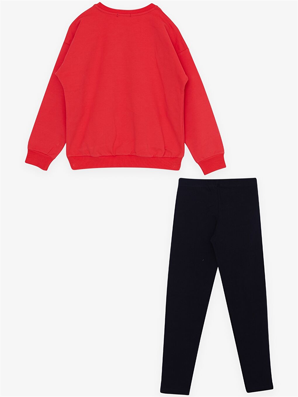 Kırmızı Bisiklet Yaka Uzun Kollu Kız Çocuk 2'li Takım-1