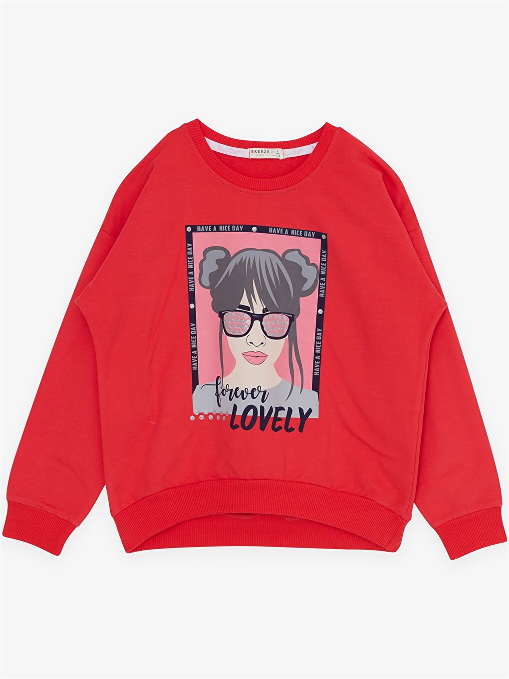 Kırmızı Bisiklet Yaka Uzun Kollu Kız Çocuk 2'li Takım-2