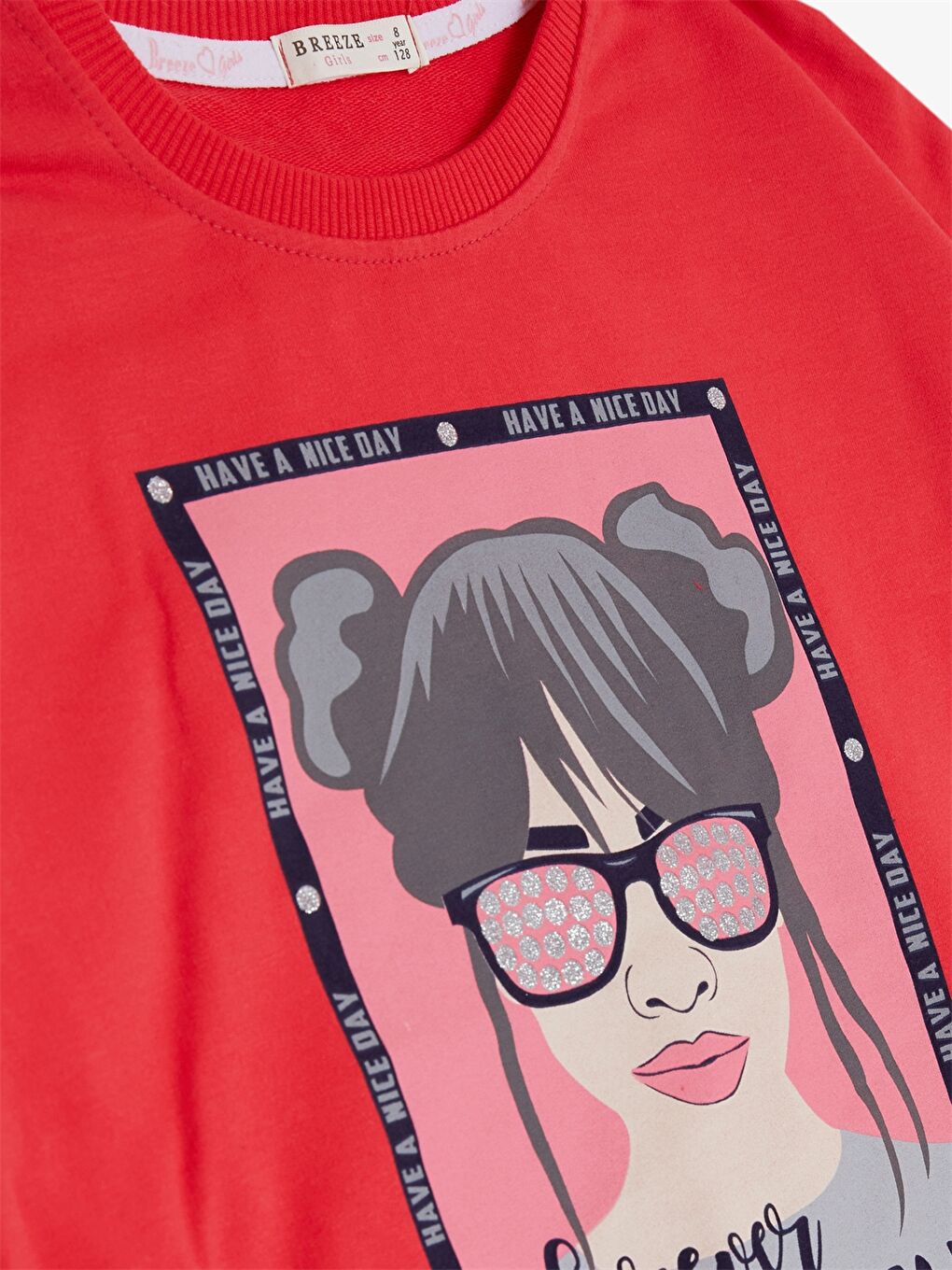 Kırmızı Bisiklet Yaka Uzun Kollu Kız Çocuk 2'li Takım-4