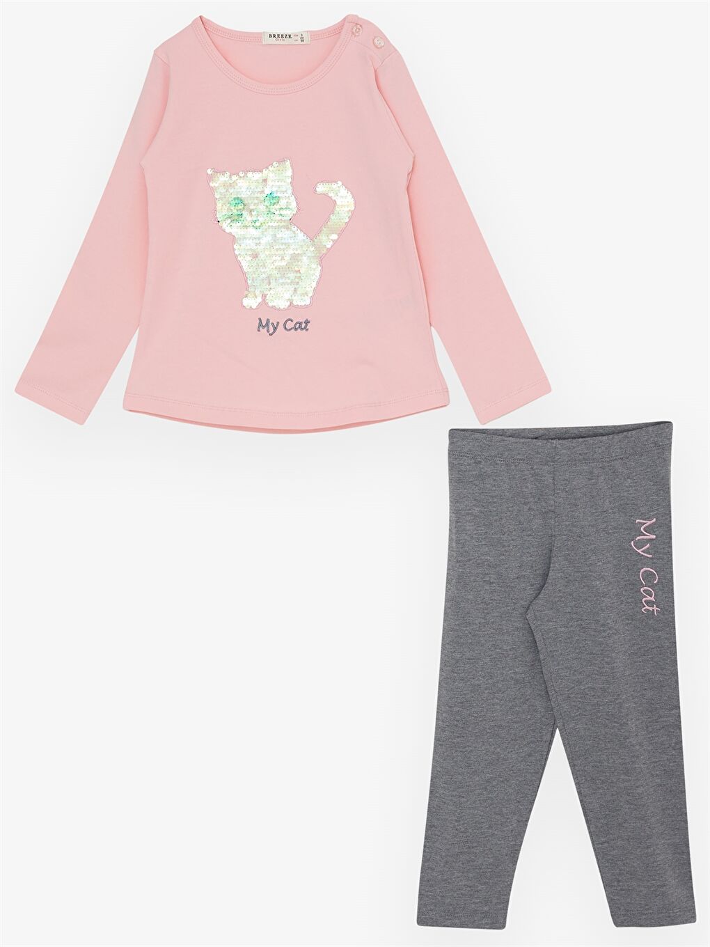 Pembe Bisiklet Yaka Uzun Kollu Kız Bebek 2'li Takım