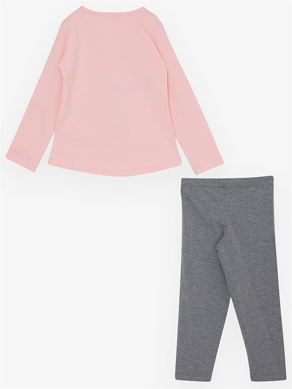 Pembe Bisiklet Yaka Uzun Kollu Kız Bebek 2'li Takım-1