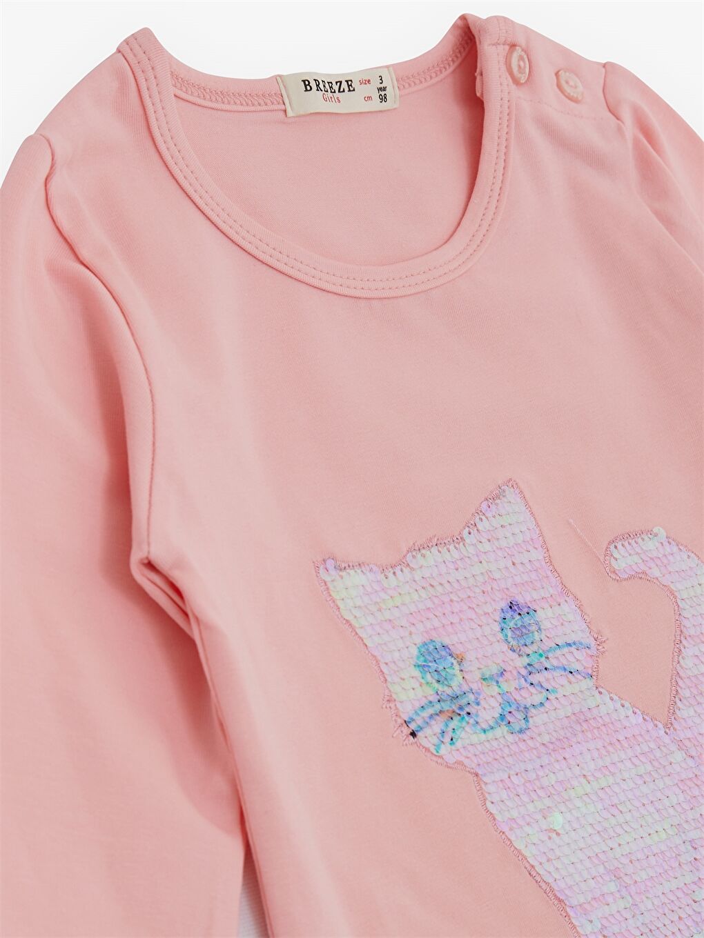 Pembe Bisiklet Yaka Uzun Kollu Kız Bebek 2'li Takım-4