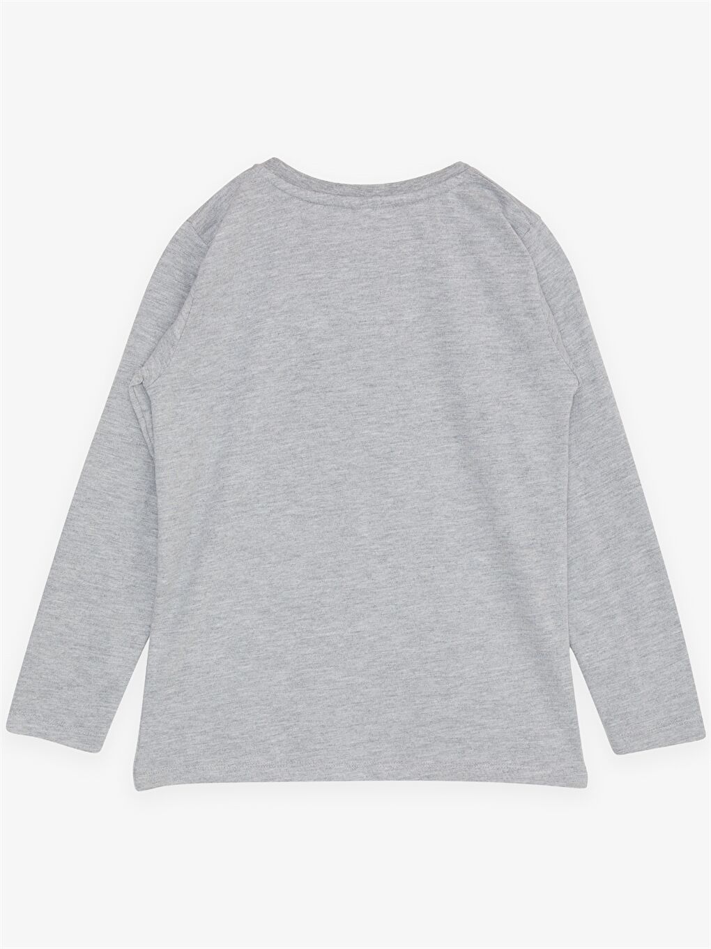 Gri Bisiklet Yaka Baskılı Uzun Kollu Erkek Çocuk Tişört-1