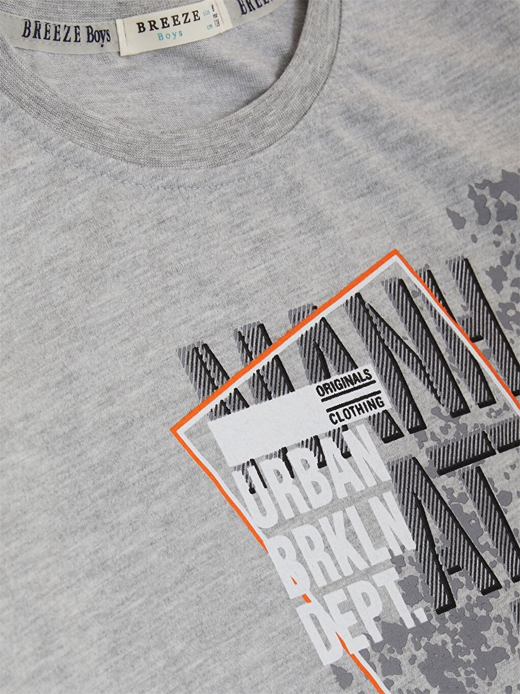 Gri Bisiklet Yaka Baskılı Uzun Kollu Erkek Çocuk Tişört-2