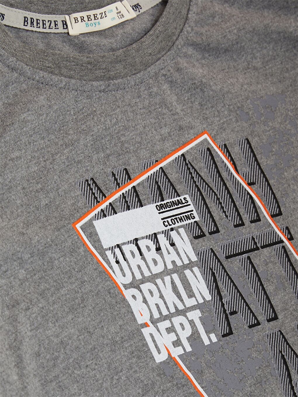 Gri Bisiklet Yaka Baskılı Uzun Kollu Erkek Çocuk Tişört-2