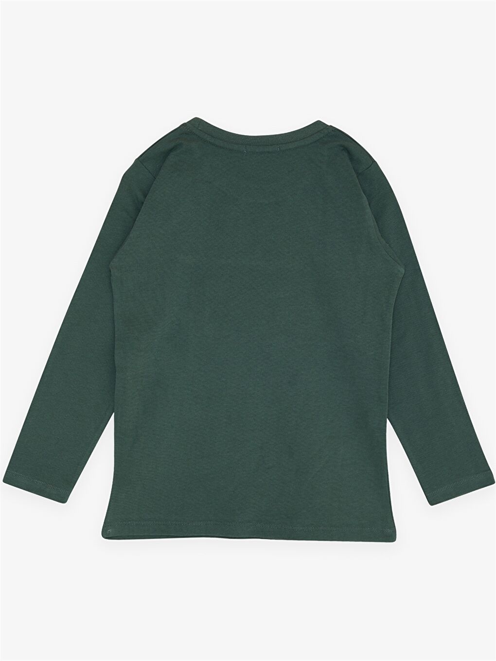 Yeşil Bisiklet Yaka Baskılı Uzun Kollu Erkek Çocuk Tişört-1