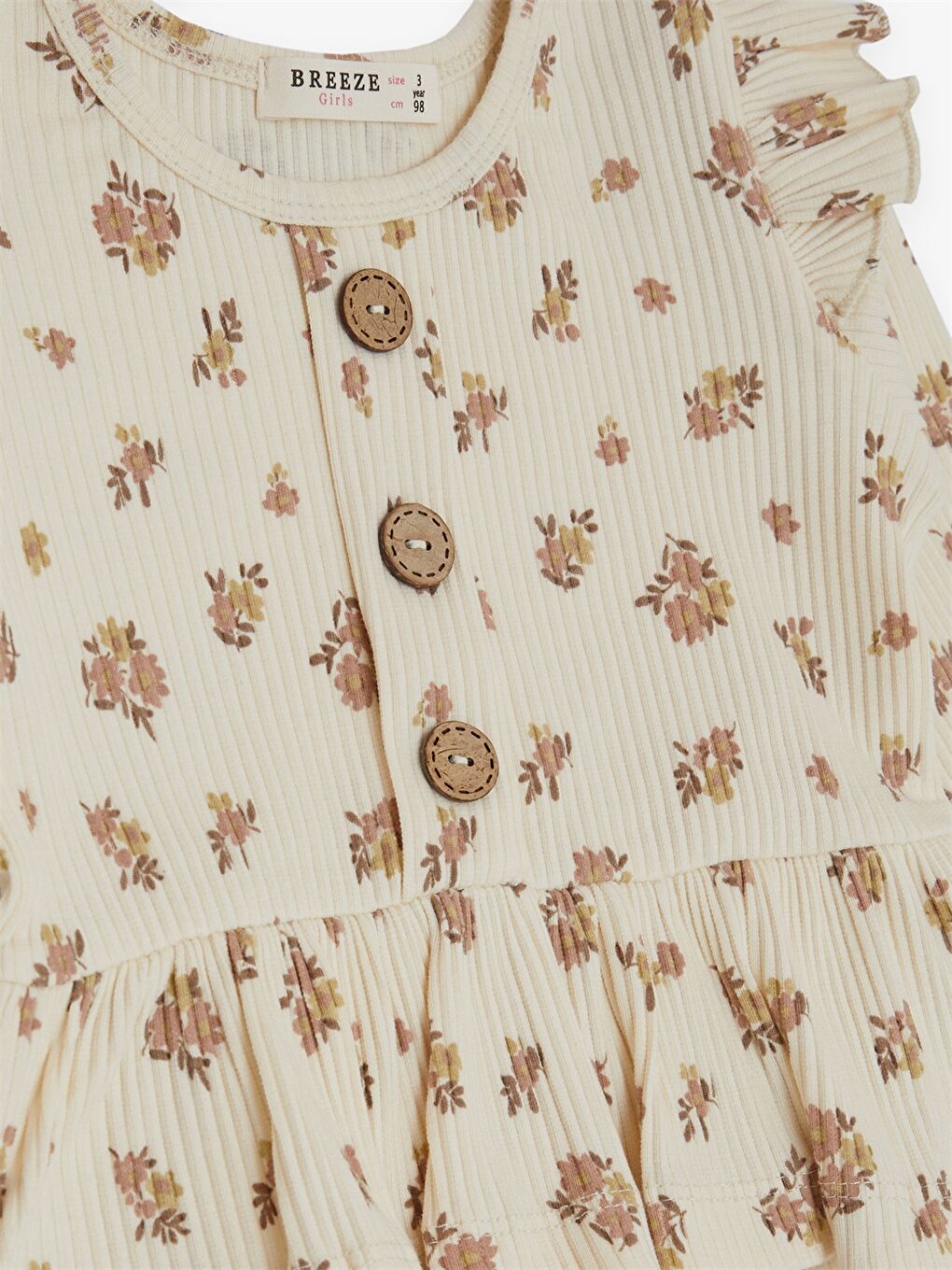 Ekru Bisiklet Yaka Uzun Kollu Kız Bebek 2'li Takım-4