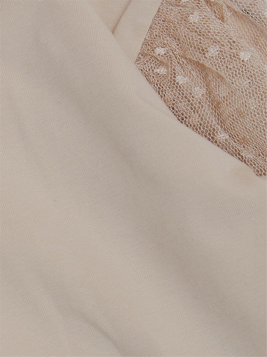 Bej Bisiklet Yaka Uzun Kollu Kız Çocuk Tişört-2