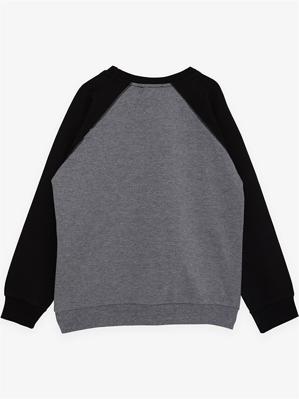 Gri Bisiklet Yaka Baskılı Uzun Kollu Erkek Çocuk Sweatshirt-1