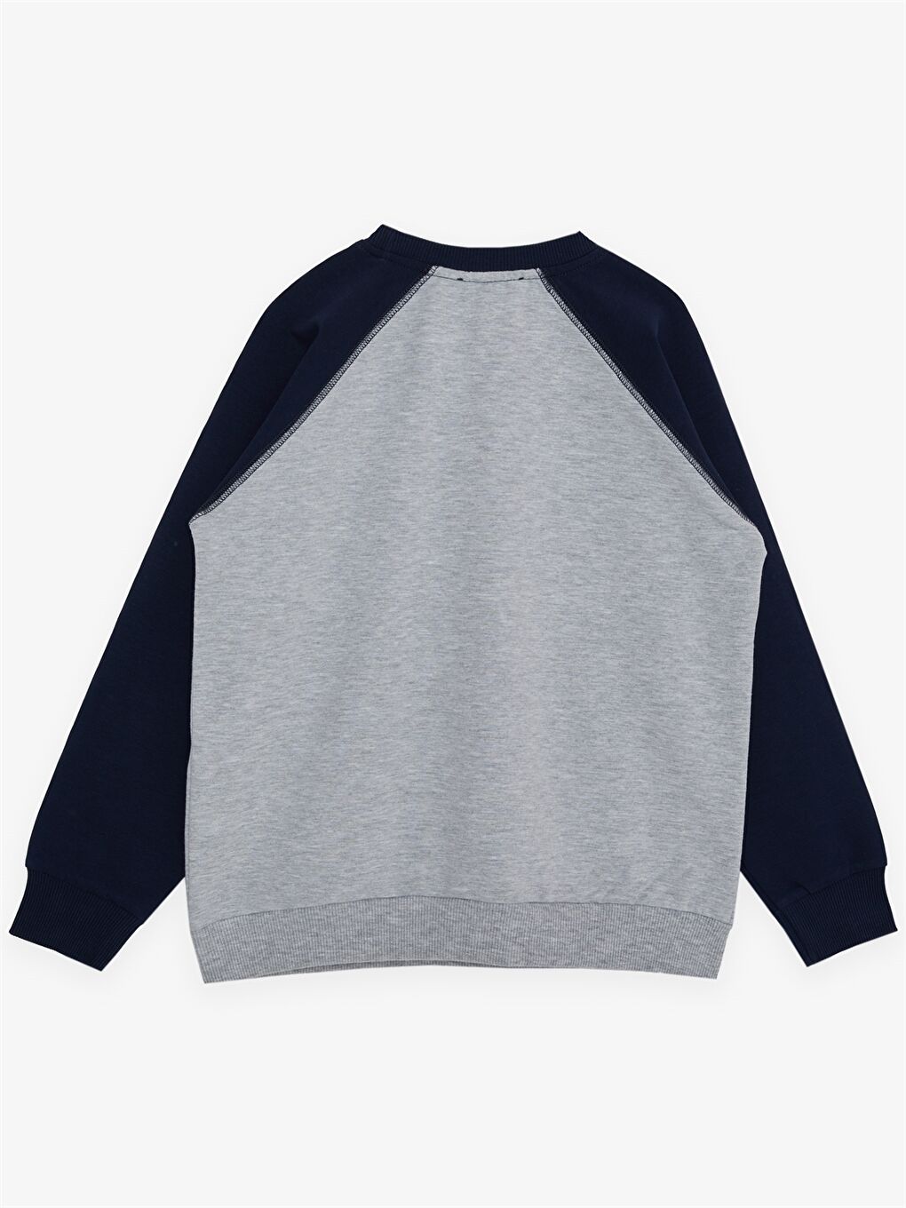 Gri Bisiklet Yaka Baskılı Uzun Kollu Erkek Çocuk Sweatshirt-1