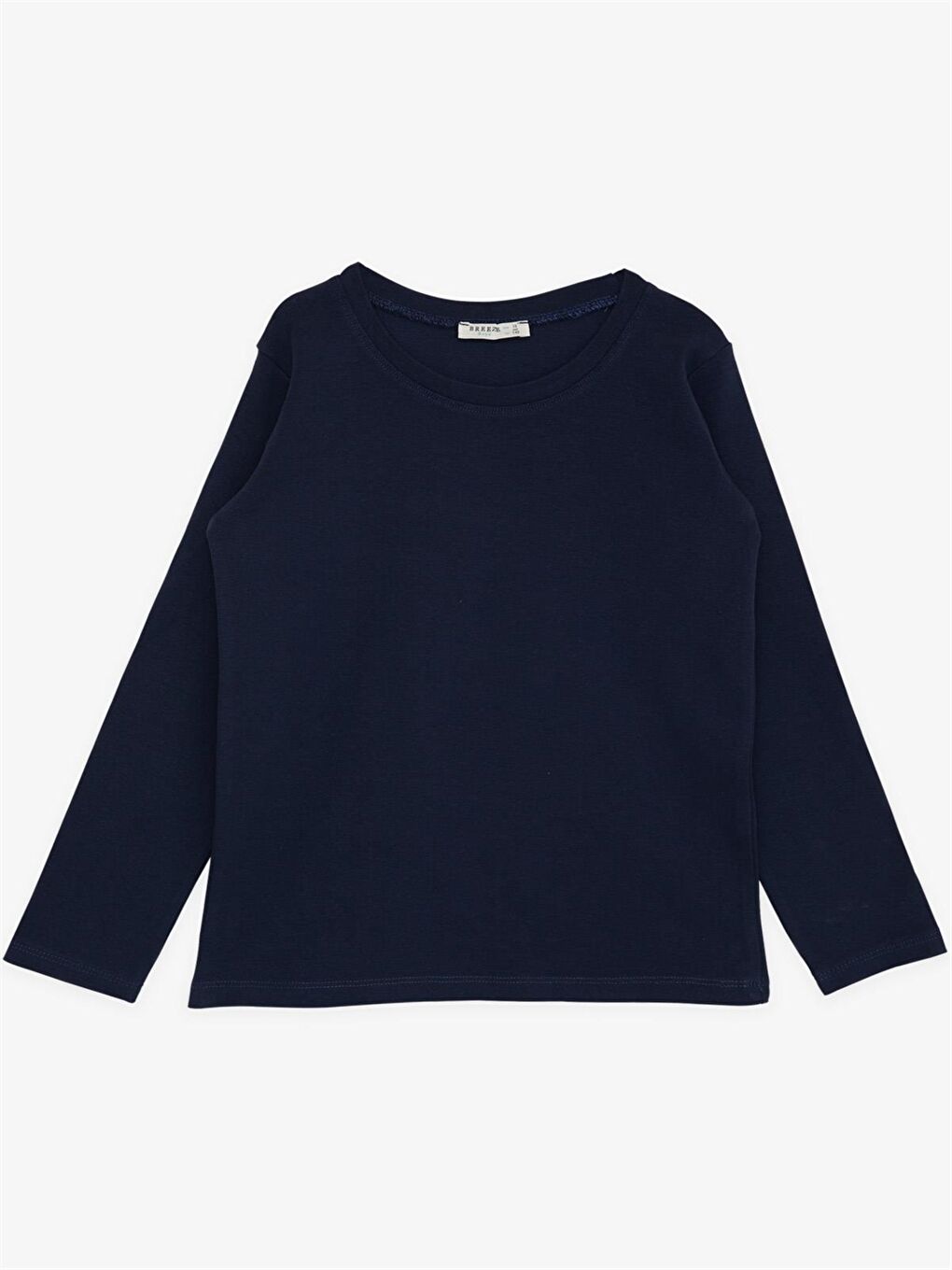 Lacivert Bisiklet Yaka Basic Uzun Kollu Erkek Çocuk Tişört