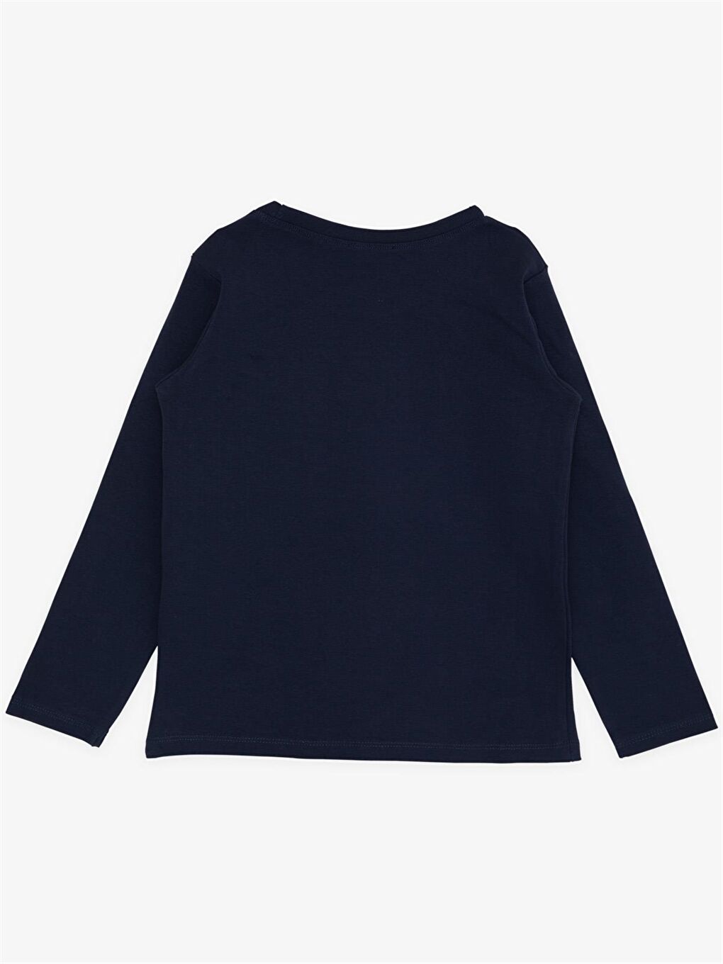 Lacivert Bisiklet Yaka Basic Uzun Kollu Erkek Çocuk Tişört-1