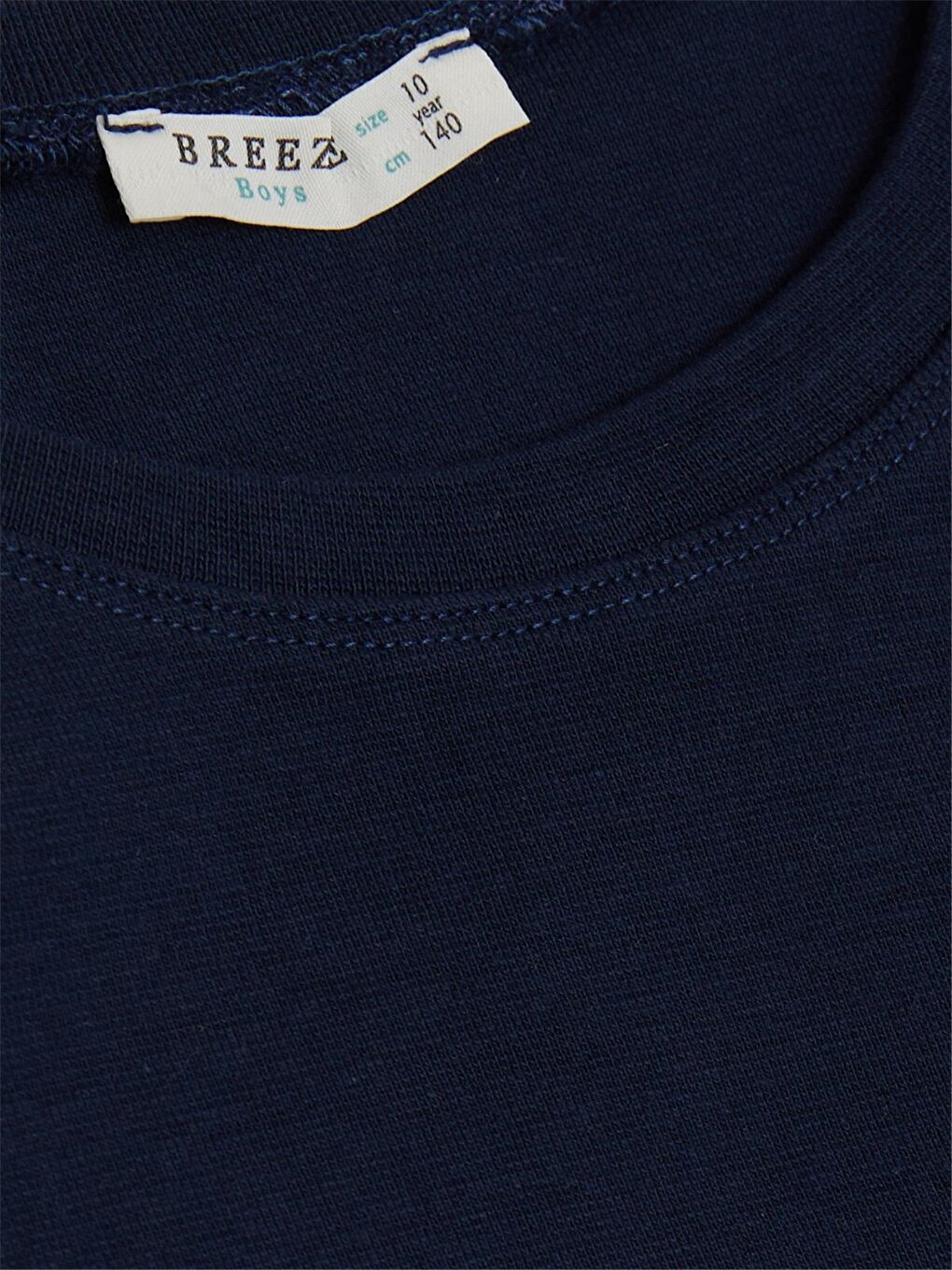 Lacivert Bisiklet Yaka Basic Uzun Kollu Erkek Çocuk Tişört-2