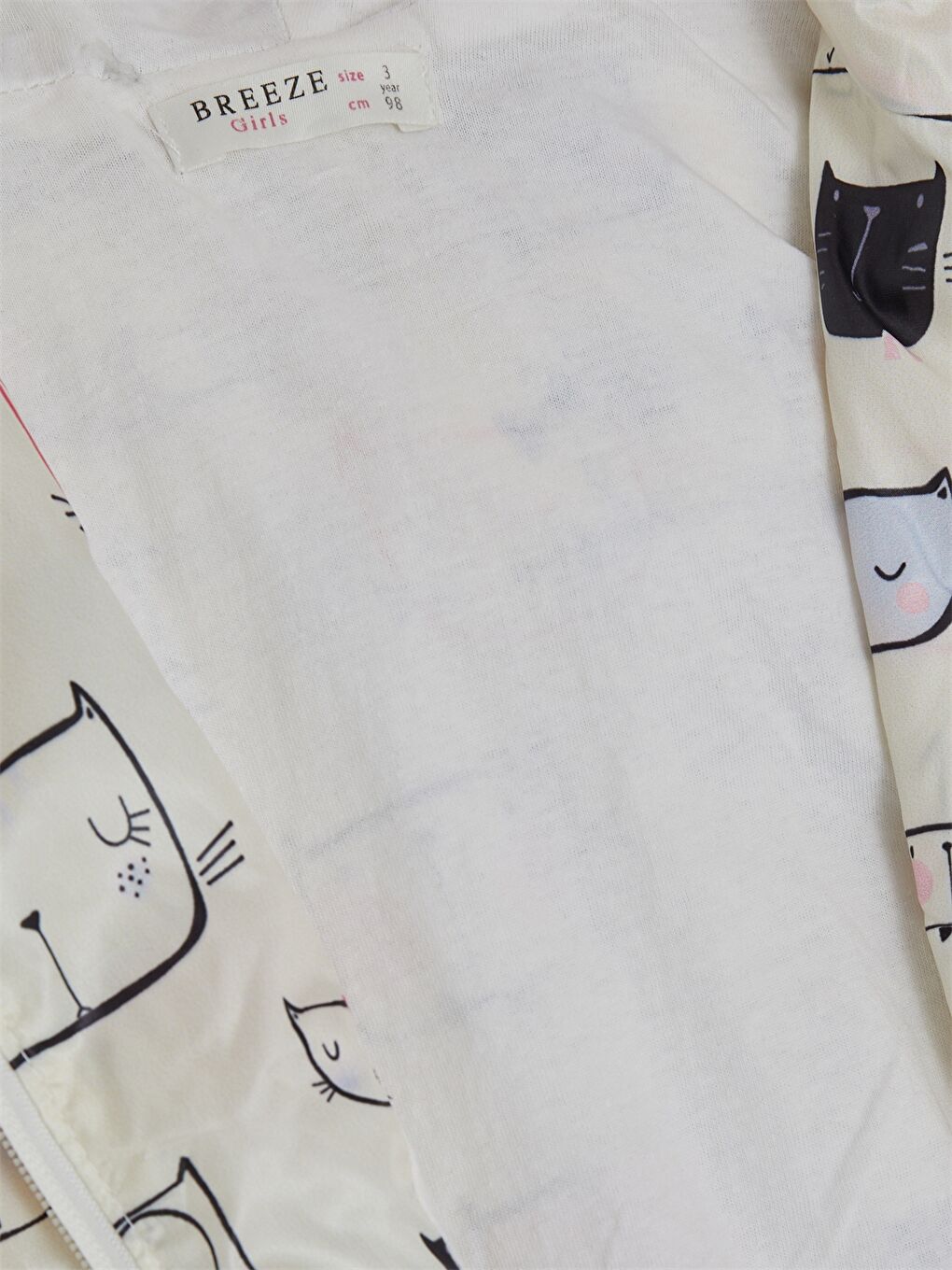 Ekru Kapüşonlu Uzun Kollu Baskılı Kız Bebek Yağmurluk-4