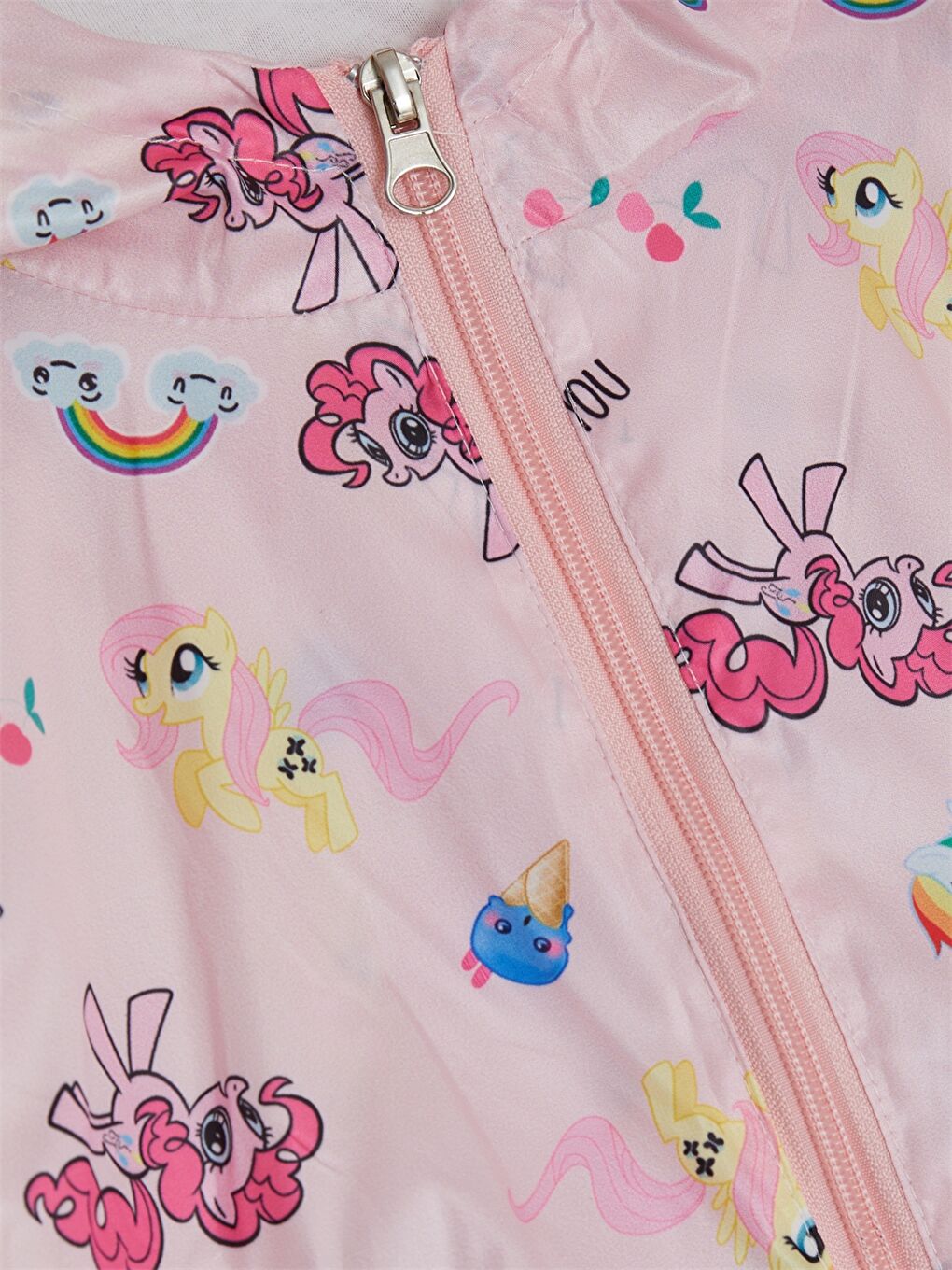 Pembe Kapüşonlu Uzun Kollu Baskılı Kız Bebek Yağmurluk-7