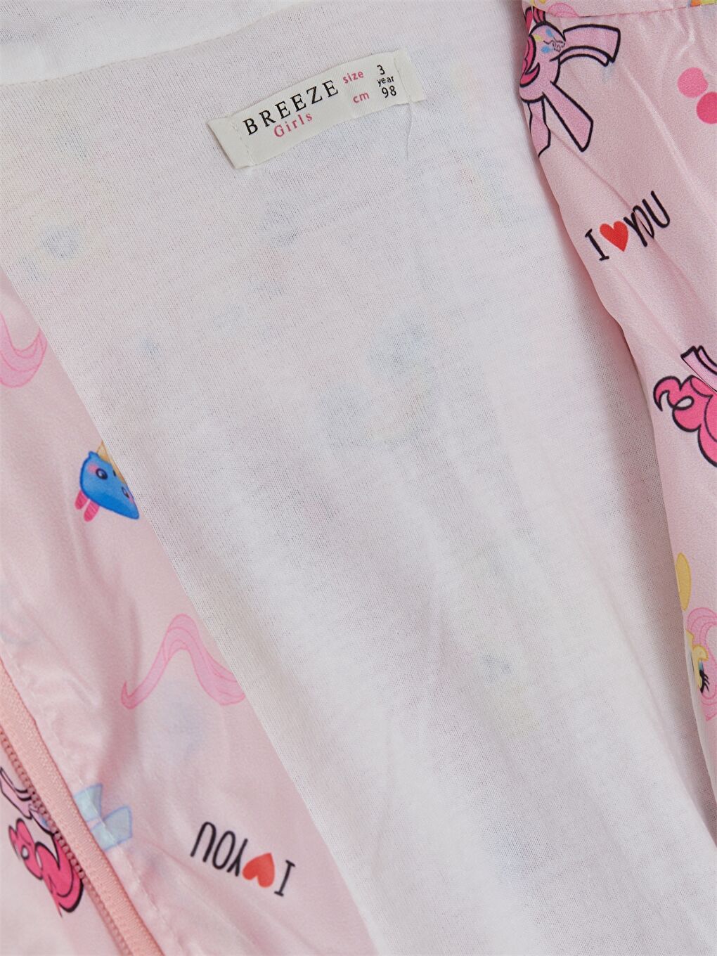 Pembe Kapüşonlu Uzun Kollu Baskılı Kız Bebek Yağmurluk-9