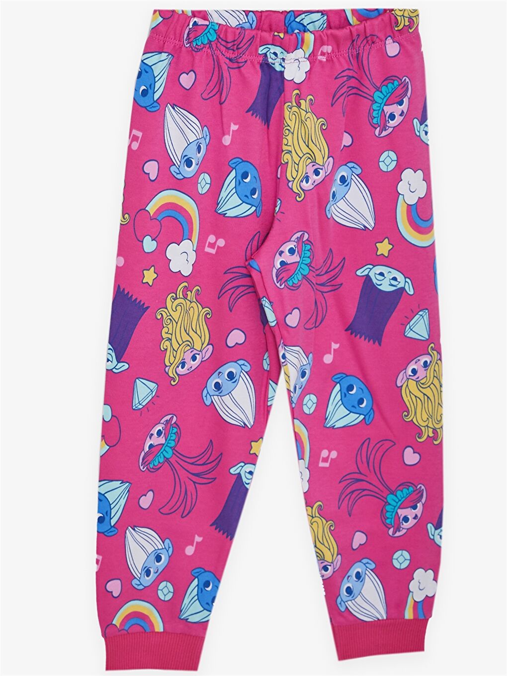 Fuşya Bisiklet Yaka Uzun Kollu Baskılı Kız Bebek Pijama Takımı-3