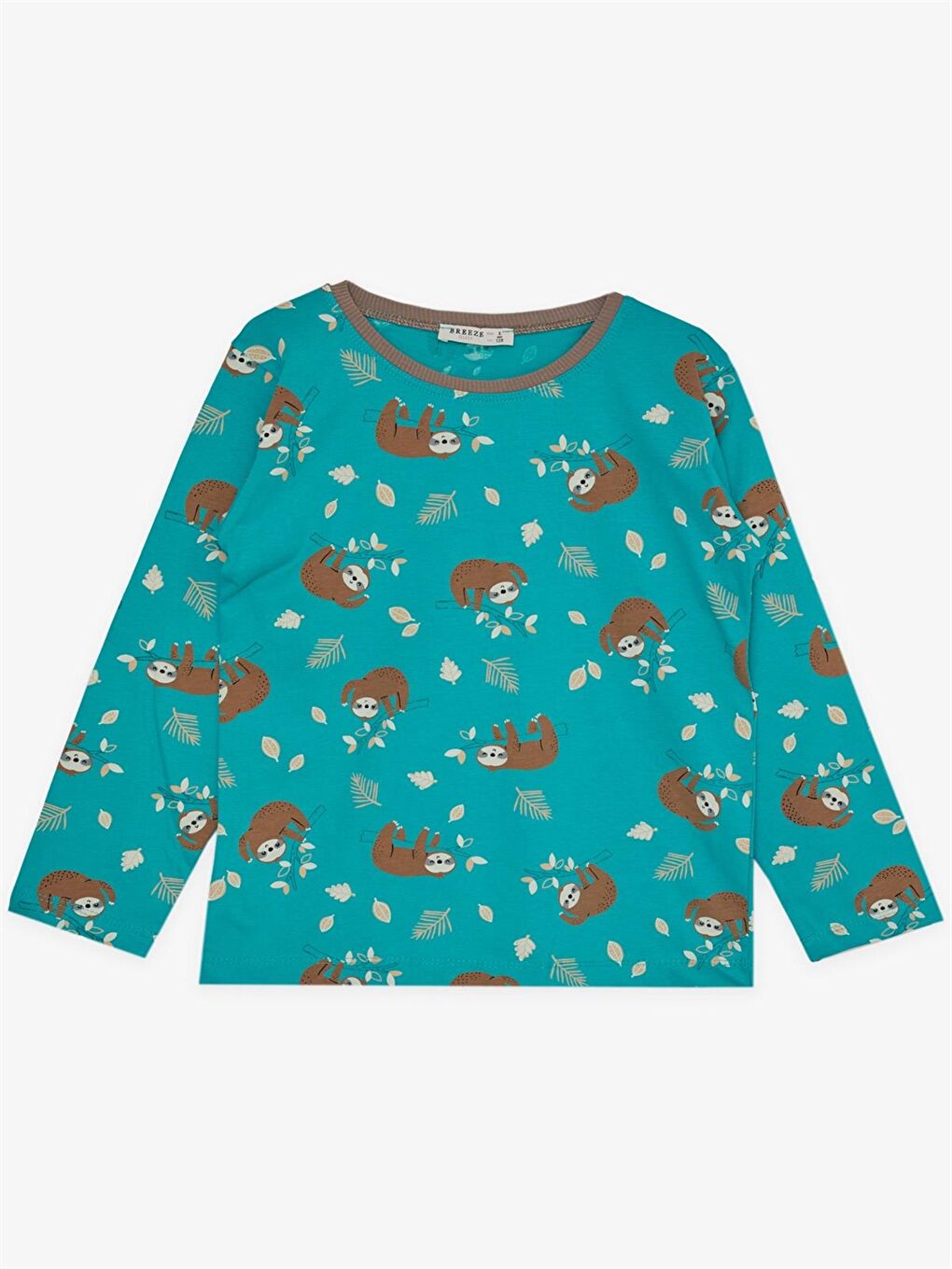 Yeşil Bisiklet Yaka Baskılı Uzun Kollu Kız Çocuk Pijama Takımı-2