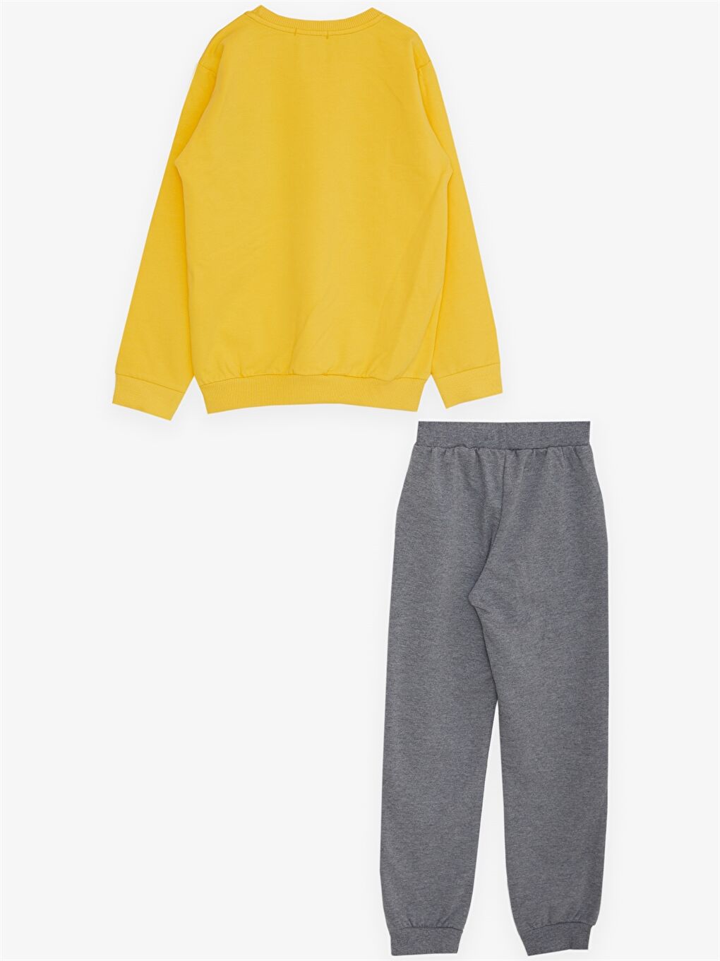Sarı Bisiklet Yaka Baskılı Uzun Kollu Erkek Çocuk 2'li Takım-1