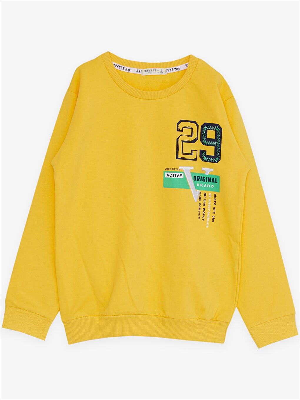 Sarı Bisiklet Yaka Baskılı Uzun Kollu Erkek Çocuk 2'li Takım-2