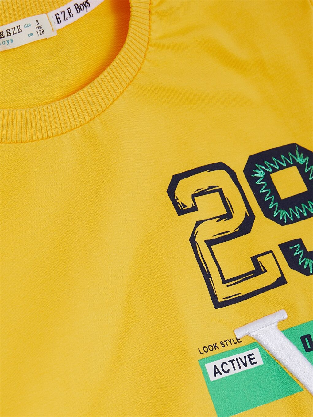 Sarı Bisiklet Yaka Baskılı Uzun Kollu Erkek Çocuk 2'li Takım-4