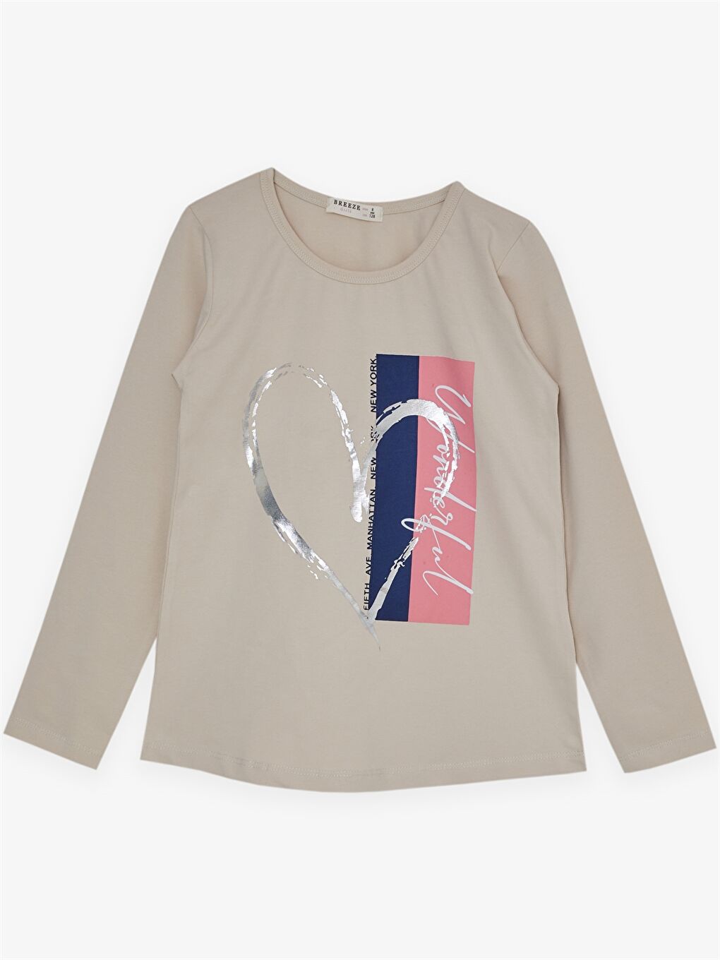 Bej Bisiklet Yaka Uzun Kollu Kız Çocuk 2'li Takım-2