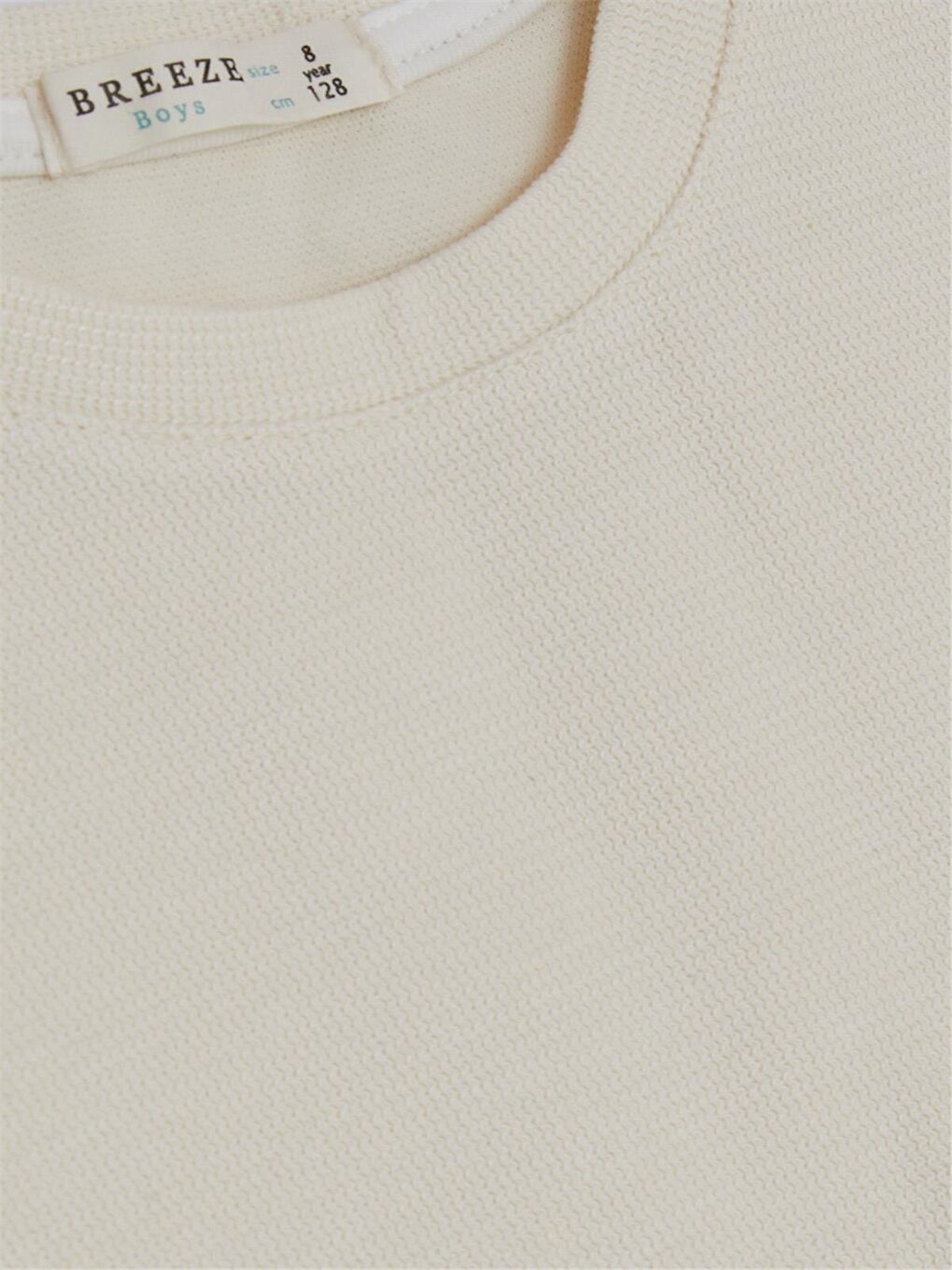 Ekru Bisiklet Yaka Baskılı Uzun Kollu Erkek Çocuk Tişört-2