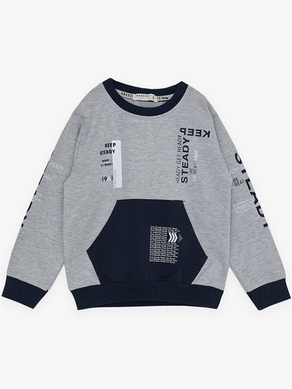 Gri Bisiklet Yaka Baskılı Erkek Bebek 2'li Takım-2