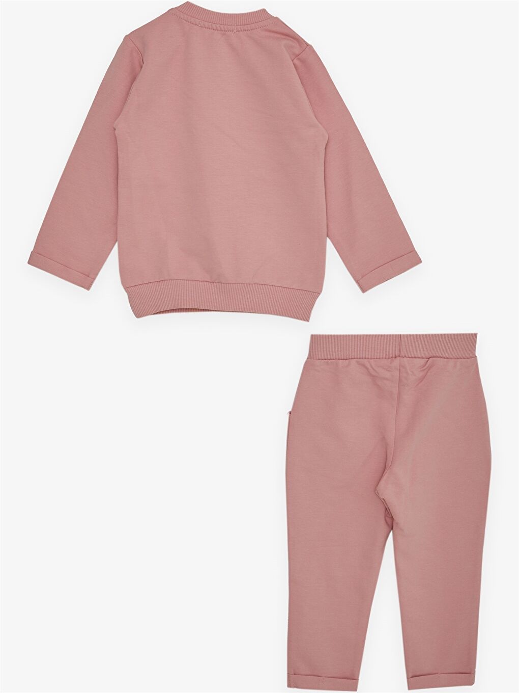 Pembe Bisiklet Yaka Baskılı Uzun Kollu Kız Bebek 2'li Takım-2