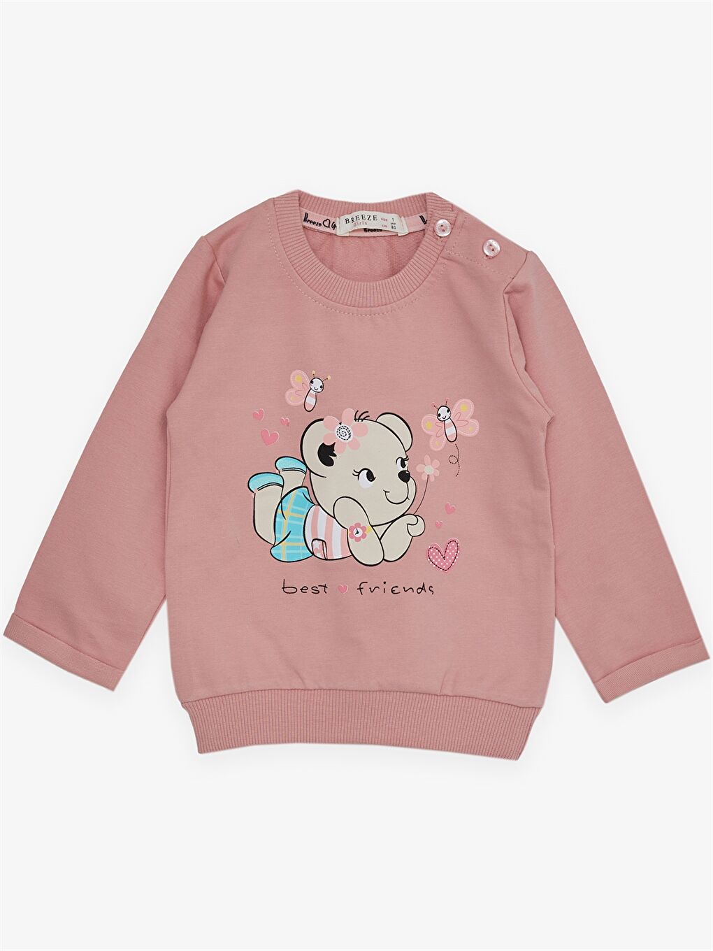 Pembe Bisiklet Yaka Baskılı Uzun Kollu Kız Bebek 2'li Takım-4