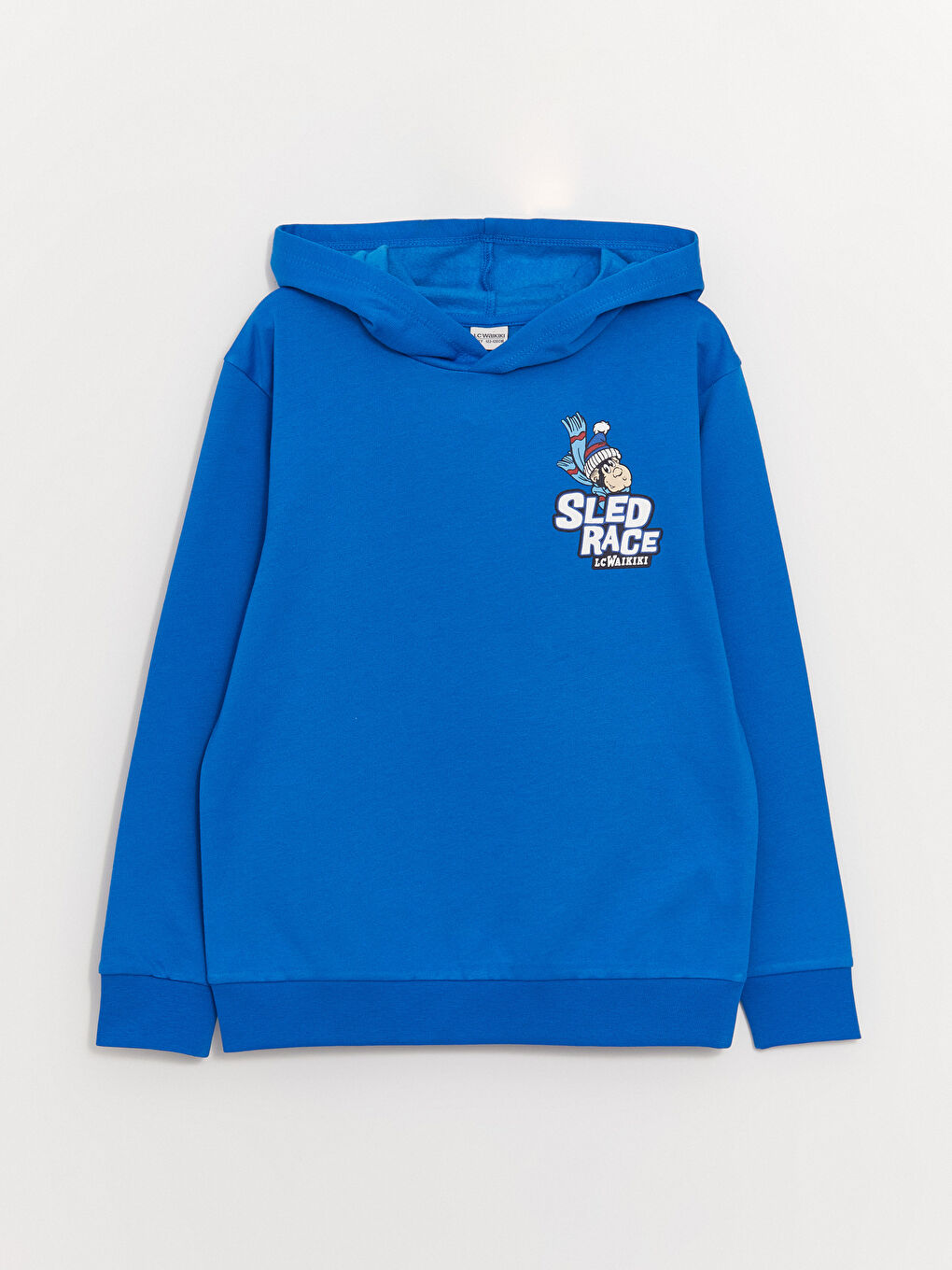 LCW Kids Mavi Nostaljik Maymun Baskılı Uzun Kollu Erkek Çocuk Hoodie